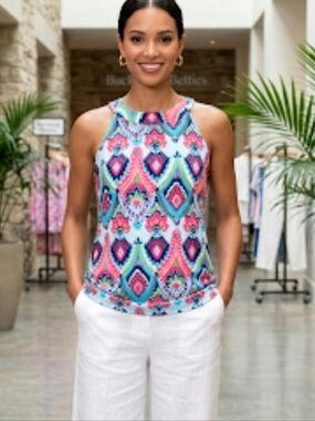 Buckhead Betties Paisley Halter Tank Top Size Small